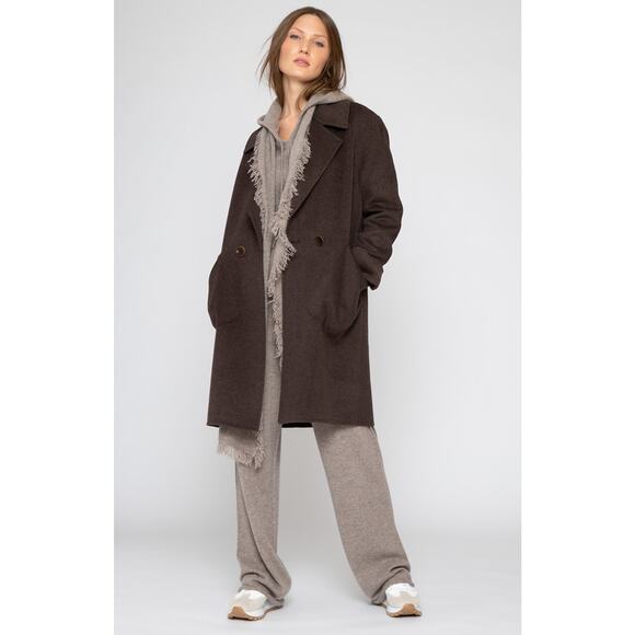 Kinross Wool & Cashmere Blend Notch Collar Button Front Coat - Picture 4 of 16